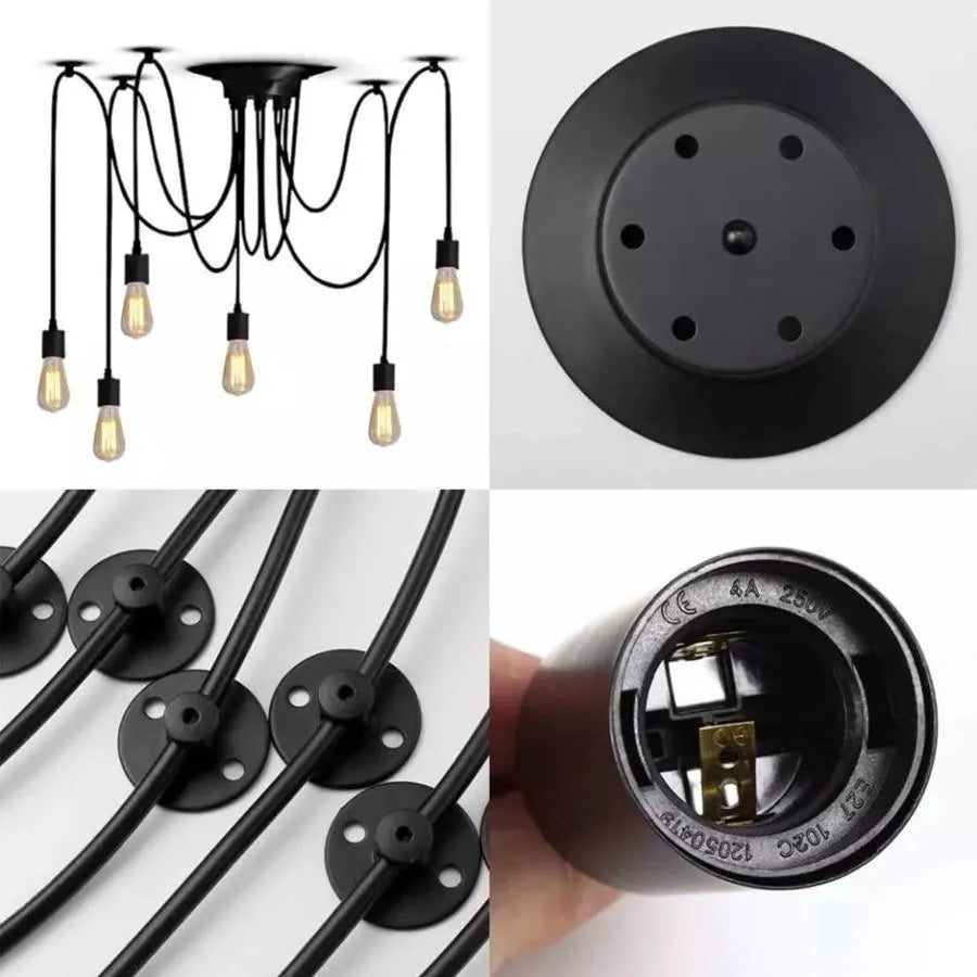 A pók pendul 6*e27, fekete, fém