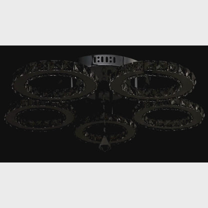 LED -csillár távirányítóval és Crystal Alanubis 61W, 5 kör, hideg/forró/semleges fény, under, fényes króm