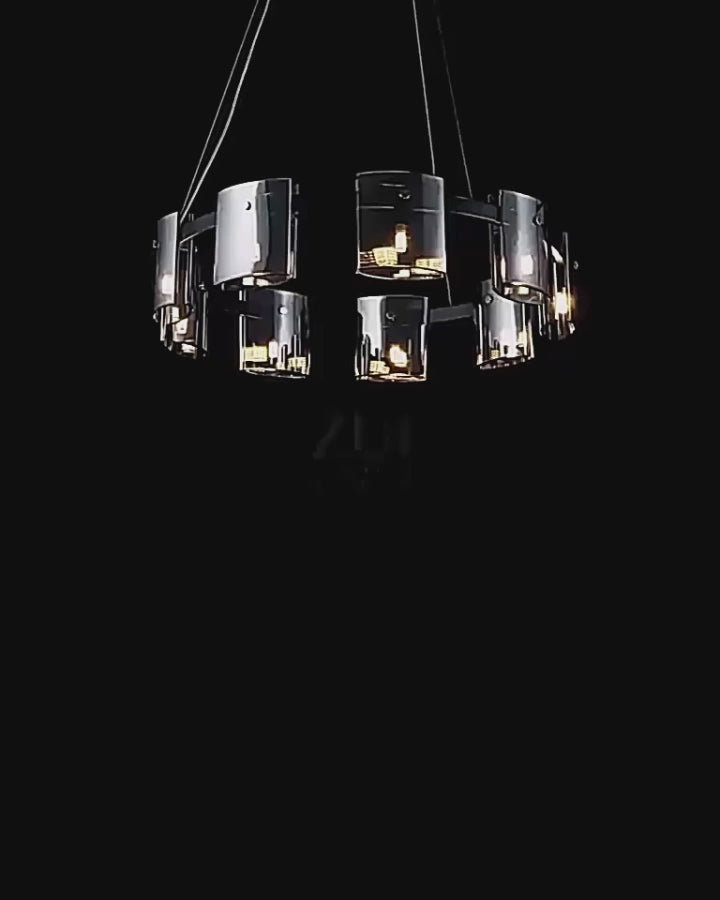 Modern csillár, Requiem Largo, 8xg9, 80 cm átmérőjű, fekete, állítható magasság