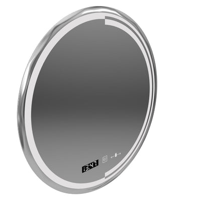 Kerek LED -tükör, 60 cm, MotionGlow érzékelő Consuel Marcello, helyettes rendszer, óra és hőmérő, dimálható