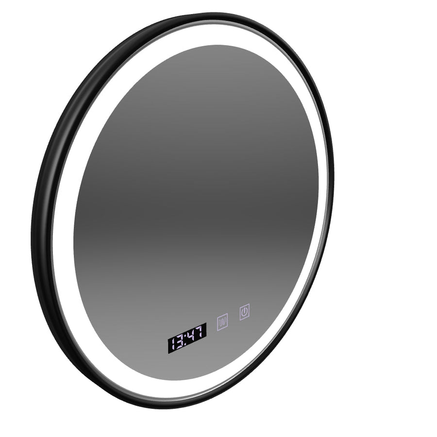 Ludwig Ludwig LED LED -es tükör -behatolási rendszer, óra és hőmérséklet 70 cm -es fekete vagy