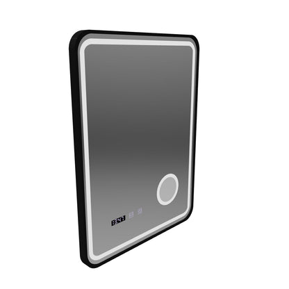 Mirror LED Touch Ulrich Debulation System, óra és hőmérséklet 60x80 cm Fekete Ramahed Cosmetics Lup