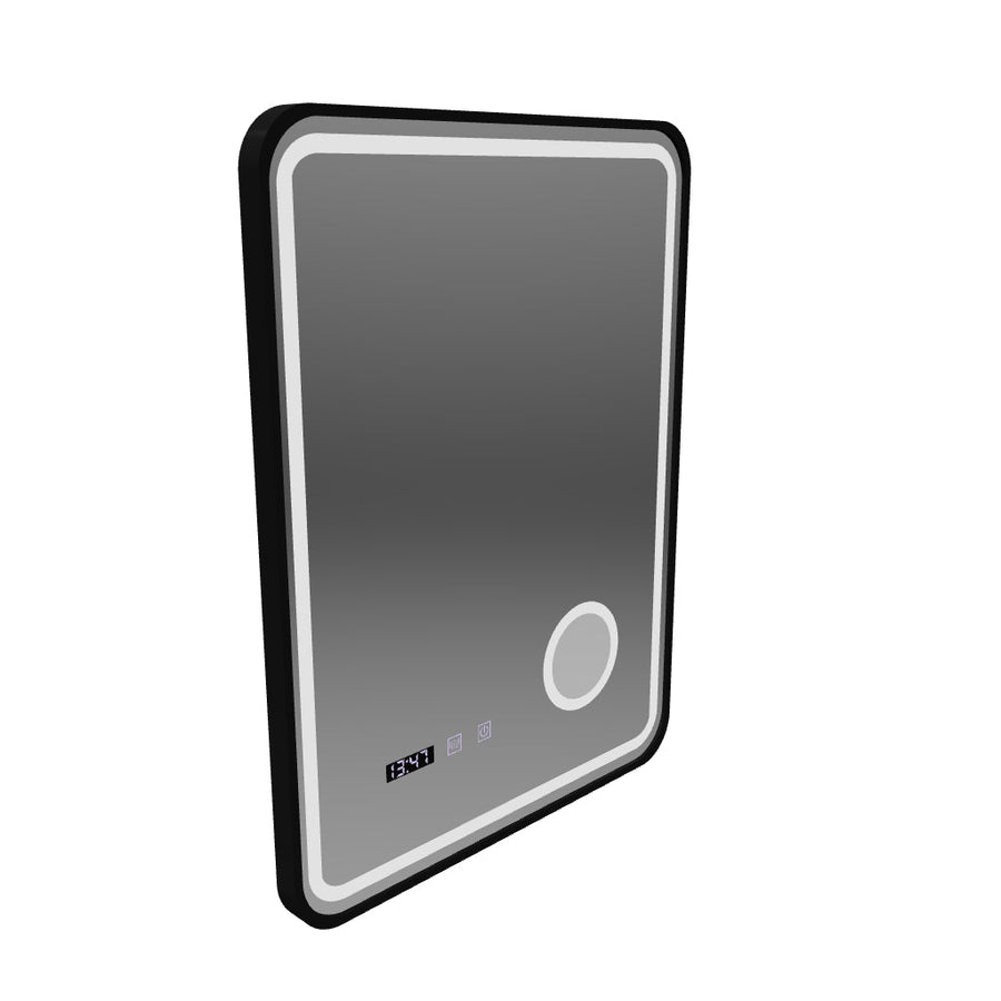 Mirror LED Touch Ulrich Debulation System, óra és hőmérséklet 60x80 cm Fekete Ramahed Cosmetics Lup