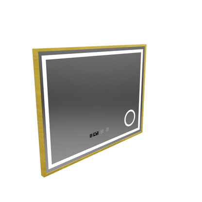Mirror LED Touch Rolf Rolf Systems, óra és hőmérséklet 80x60 cm Arany Ramahed Cosmetics Lup
