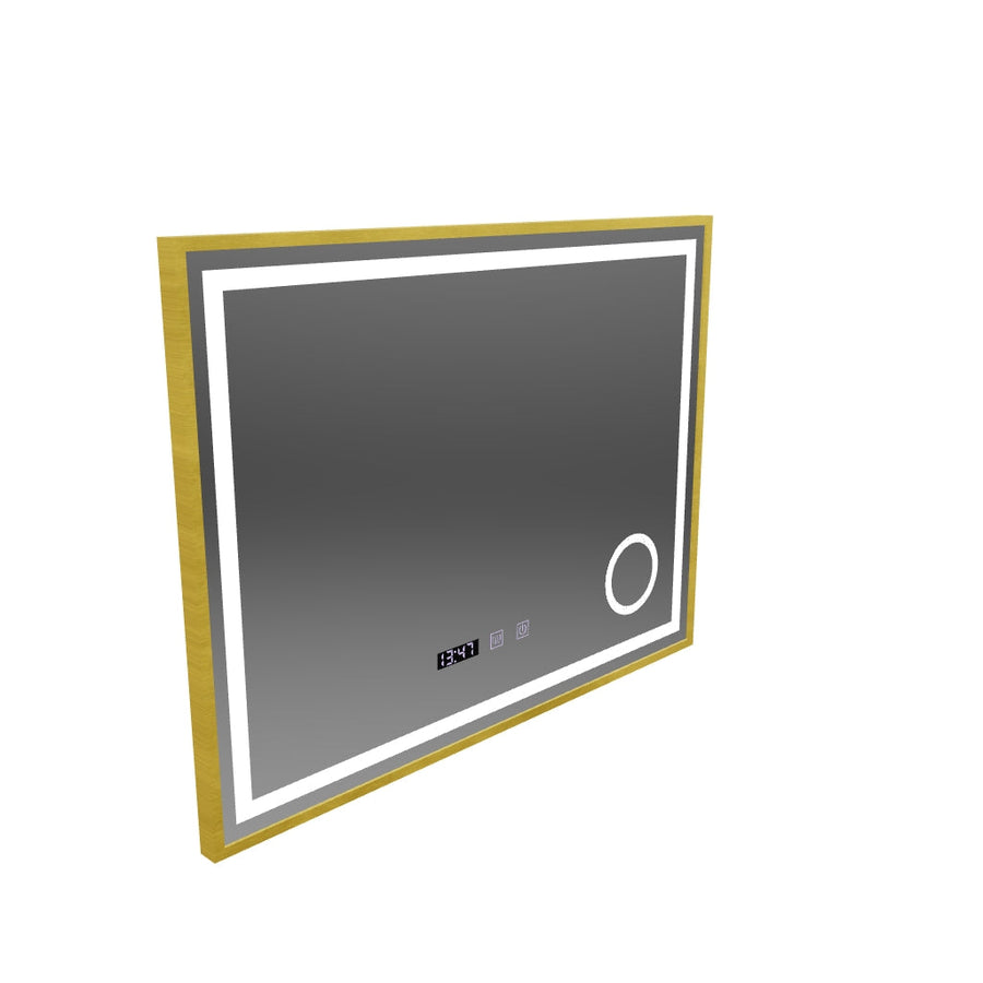 Mirror LED Touch Rolf Rolf Systems, óra és hőmérséklet 80x60 cm Arany Ramahed Cosmetics Lup