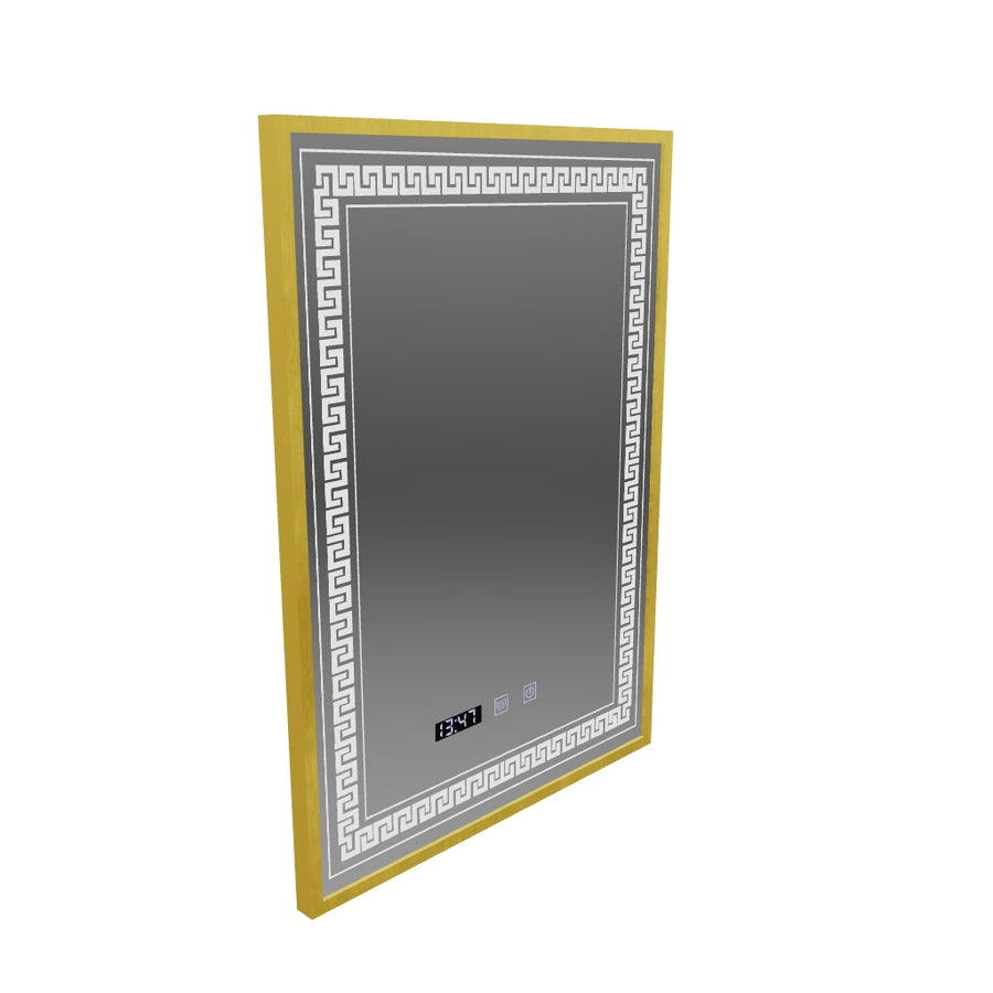 Mirror LED Touch Bruno osztály helyettese, óra és hőmérséklet 60x80 cm Ezüstcsiszolt keret
