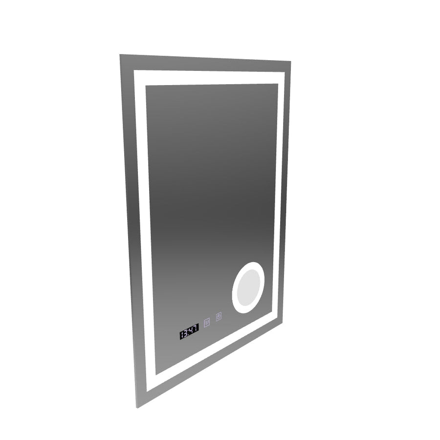 Mirror LED Touch Manfred szennyeződés rendszer, óra és hőmérséklet 60x80 cm kozmetikai nagyítás