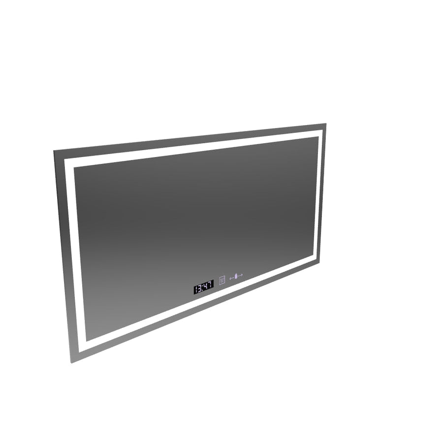 Téglalap alakú LED -tükör, 120x60 cm, Verite MotionGlow Marcello, leolvasztási rendszer, óra és hőmérő, dimálható