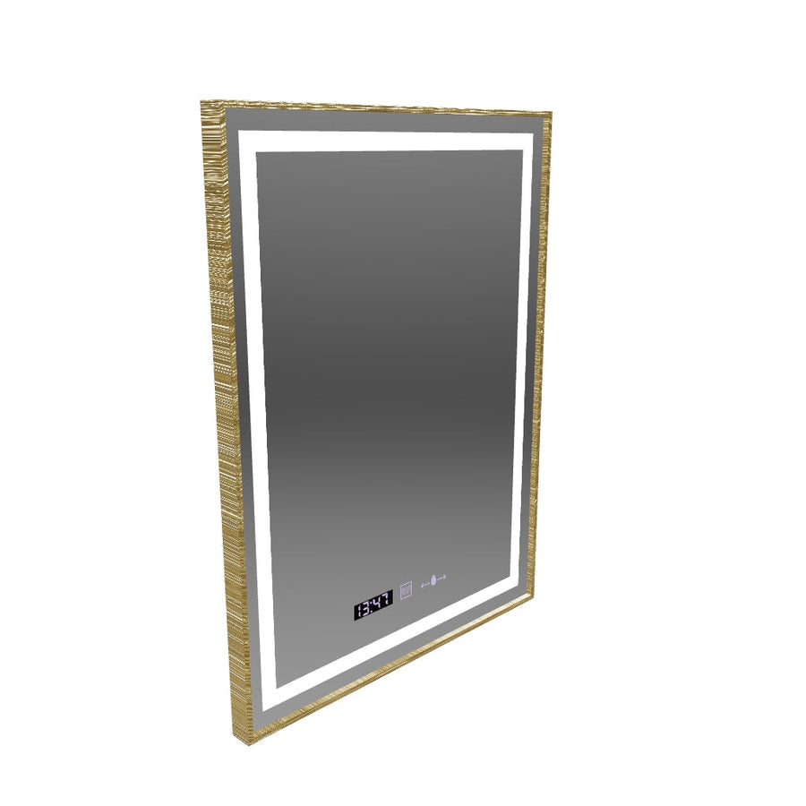 Téglalap alakú LED -tükör, 60x80 cm, Royale Gold MotionGlow Marcello, szünetrendszer, óra és hőmérő, dimálva
