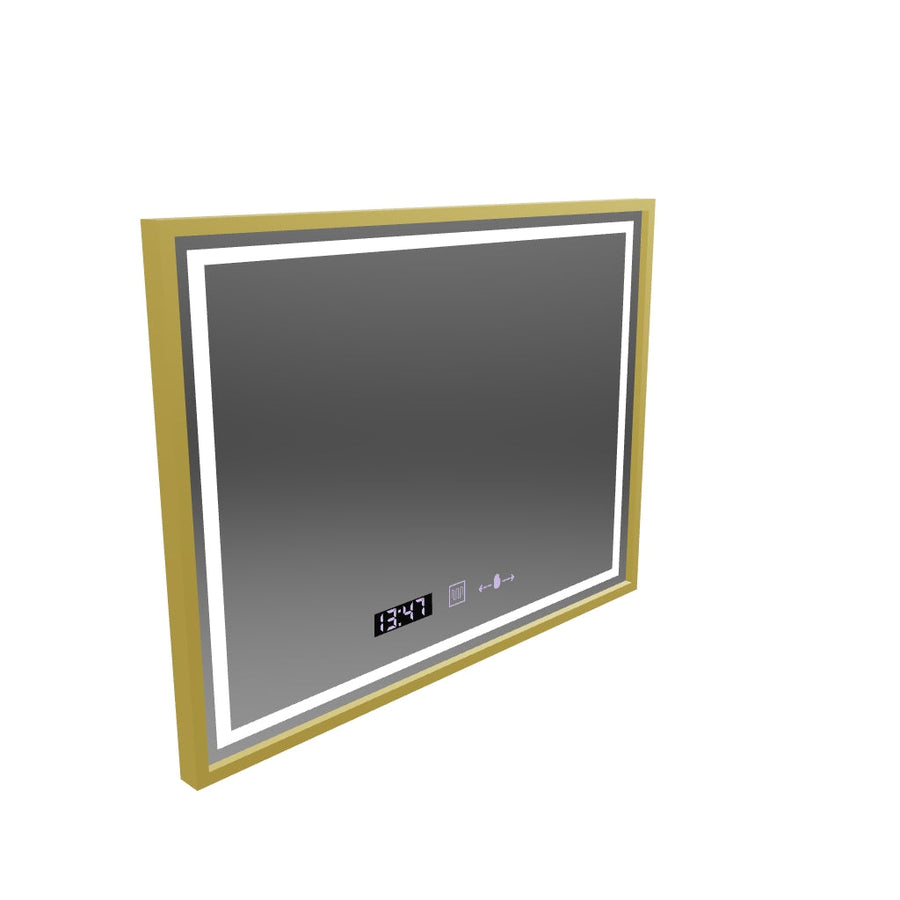 Téglalap alakú LED -tükör, 80x60 cm, Royale Gold MotionGlow Marcello, Deprover, óra és hőmérő, dimálható