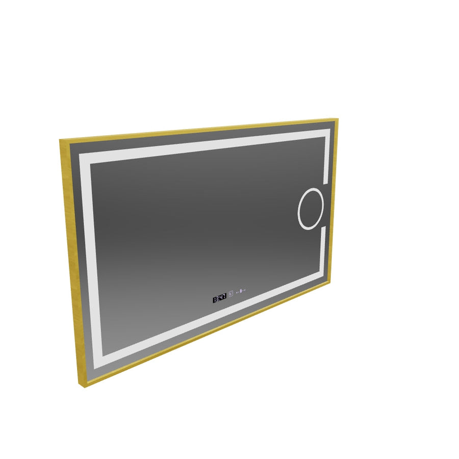 Téglalap alakú LED -tükör, 110x65cm, ECLAT MotionGlow Marcello, leolvasztási rendszer, óra és hőmérő, kozmetikai lup