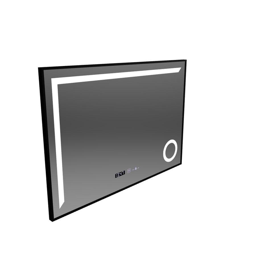 LED -érzékelő mozgásgátló Sofia érzékelő leolvasztási funkcióval, hőmérő 110x75 cm meleg/hideg fény/neutra méretű, fekete kefe keret, marcello funghi kollekció