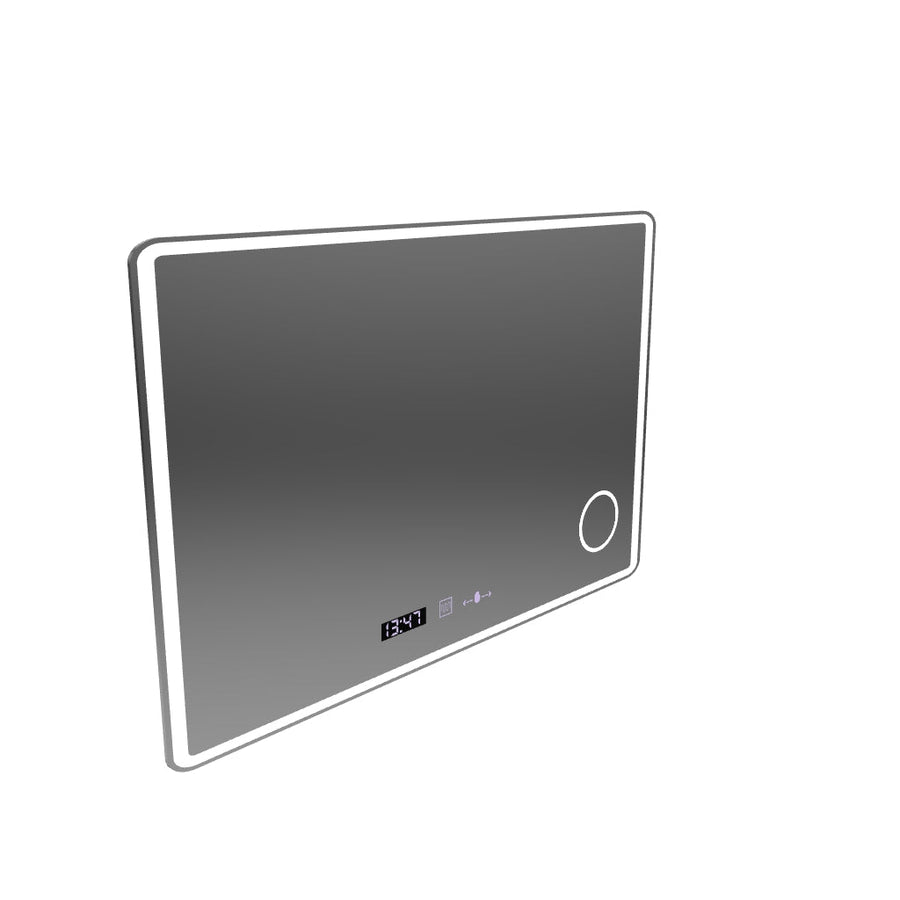Mirror LED téglalap alakú 120x80 aura riflesso puro mozgásglow marcello, leolvasztási rendszer, hőmérő és óra, dimálható