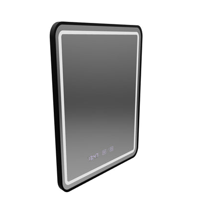 LED Touch Gerhard tükör -behatoló rendszer, óra és hőmérséklet 60x80 cm fekete kefe keret