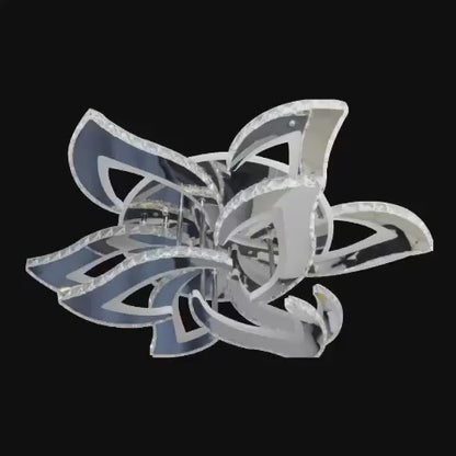 LED -vágy távirányítóval és Crystal Alejandro 154W, 9 virág, hideg/forró/semleges fény, instabil, fényes króm