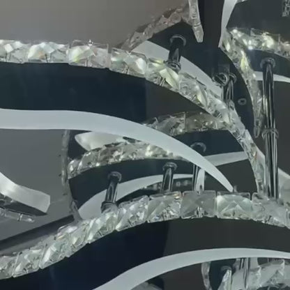 LED -csillár Meibes távirányítóval, 300W, 9 virág, hideg/forró/semleges fény, instabil, ezüst