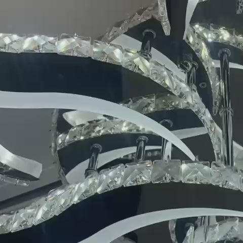 LED -vágy távirányítóval és Crystal Alejandro 154W, 9 virág, hideg/forró/semleges fény, instabil, fényes króm