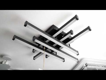 LED csillár távirányítóval LINEX, 63 W, 6 elem, lineáris, hideg/meleg/semleges fény, szabályozható, fekete