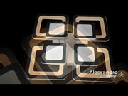 LED -csillár szezám távirányítóval 77W, 4 négyzet, hideg/forró/semleges fény, instabil, fehér