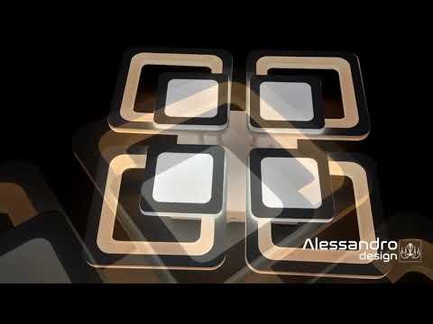 LED -csillár szezám távirányítóval 77W, 4 négyzet, hideg/forró/semleges fény, instabil, fehér