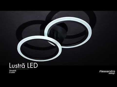 LED -csillár Betty 28W távirányítóval, 2 kör, hideg/forró/semleges fény, instabil, fekete