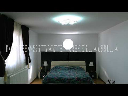 LED -csillár Virág távirányítóval, 60W, 5 szirom, hideg/forró/semleges fény, instabil, fehér