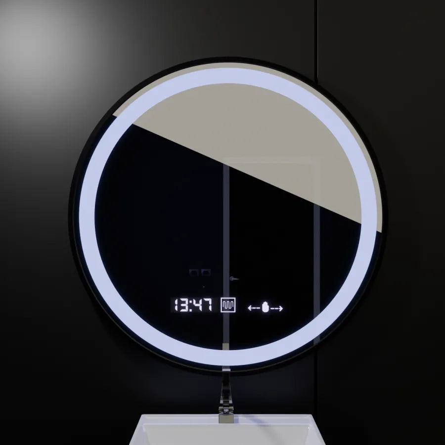 Mirror LED forduló 80 cm Celeste Majesté Noir MotionGlow Marcello Dimable Clock Precrosting System