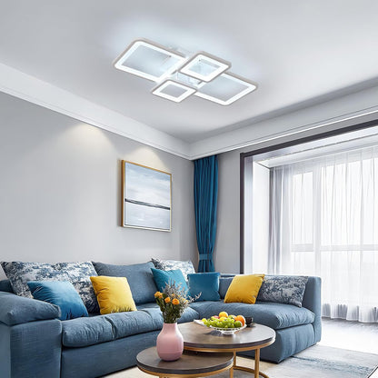 LED csillár távirányítóval ELLA 67W, 4 négyzet, hideg/meleg/semleges fény, szabályozható, fehér