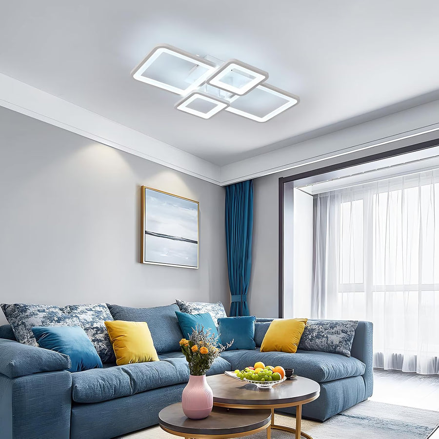 LED csillár távirányítóval ELLA 67W, 4 négyzet, hideg/meleg/semleges fény, szabályozható, fehér