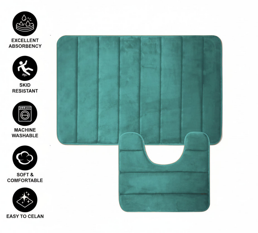 3 db-os fürdőszőnyeg készlet, 50x40 cm, kék, csúszásmentes