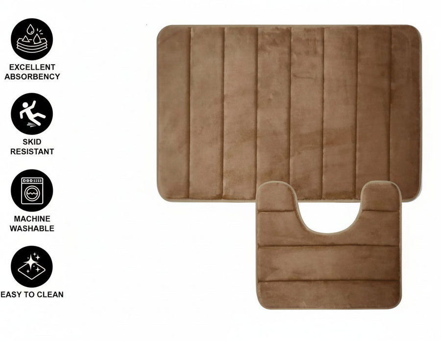 3 db-os fürdőszőnyeg készlet, 50x40 cm, kék, csúszásmentes