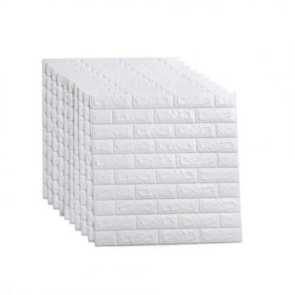 Set 10x önálló 3D -s háttérkép fehér tégla puha hab, 70 cm x 77 cm x 2 mm