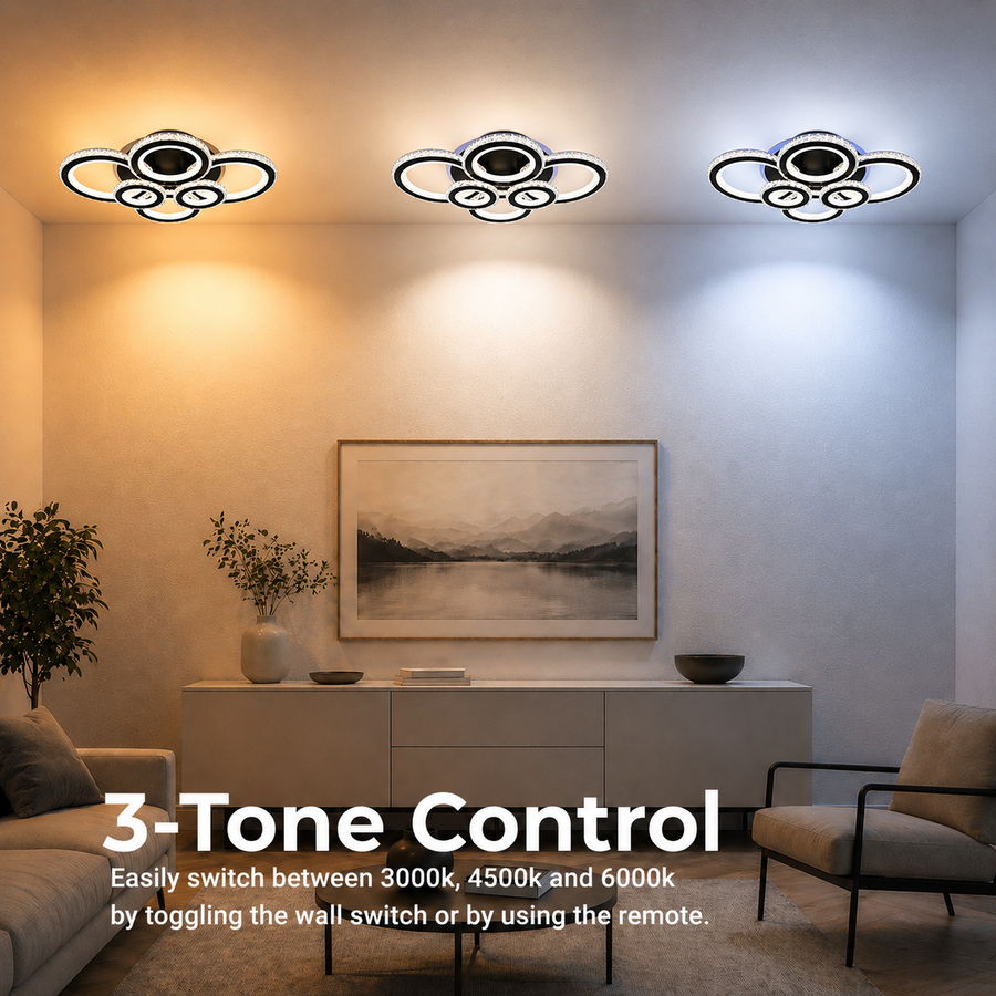 Lustra LED cu telecomanda si cristal NOVA ROTONDA RGB 145W, 6 Cercuri, lumina Rece/Calda/Neutra, Dimabila, Negru Lustre LED cu Telecomanda Default Title Alessandro Design