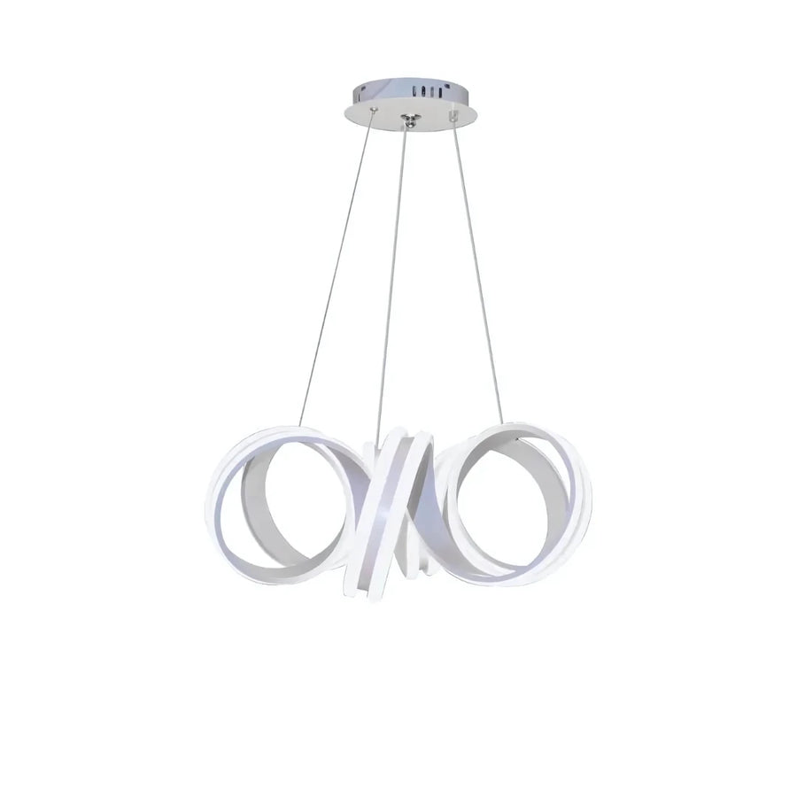A LED -csillár felfüggesztette az Infinity Twist 180W távirányítót, hullámos, hideg/forró/semleges fény, fehér, fehér, állítható magasság