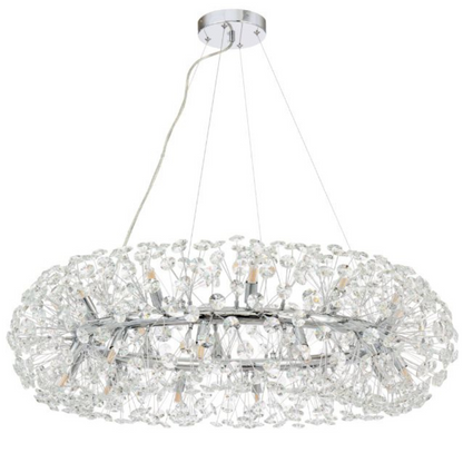 Crystal Chandelier perc 12x G9, 60 cm átmérőjű, fényes ezüst, állítható magasság