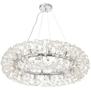 Crystal Chandelier perc 12x G9, 60 cm átmérőjű, fényes ezüst, állítható magasság