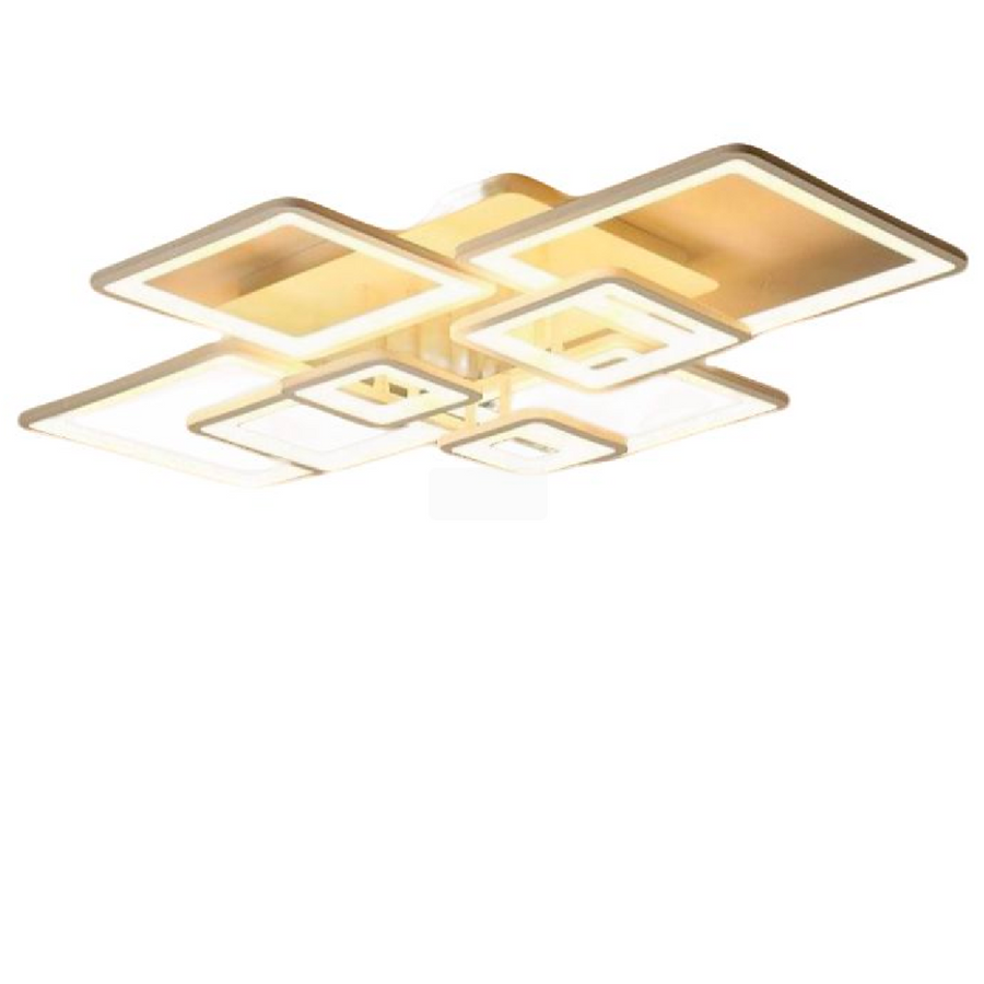 LED -vágy távirányítóval, Ella, 8 négyzet, 203W, hideg/forró/semleges fény, instabil, fehér