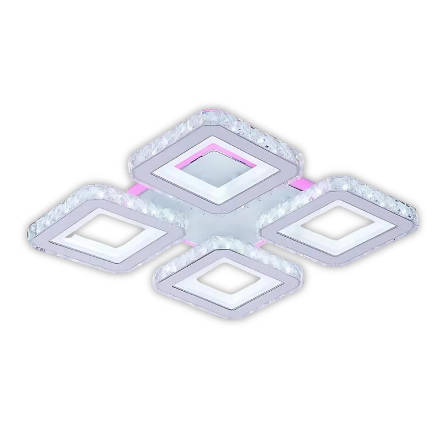 LED -csillár távirányítóval és Crystal Leila RGB 79W, 4 négyzet