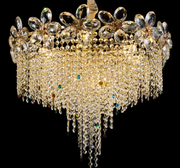 Regalis kristálycsillár 11x E14, átmérő 85 cm, fényes arany, állítható magasságú, fém és kristály