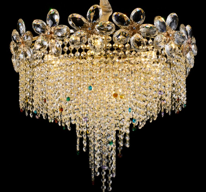 Regalis kristálycsillár 11x E14, átmérő 85 cm, fényes arany, állítható magasságú, fém és kristály