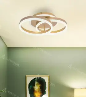 Kaiyo LED csillár távirányítóval, 120W, dimmelhető, akril, arany színű